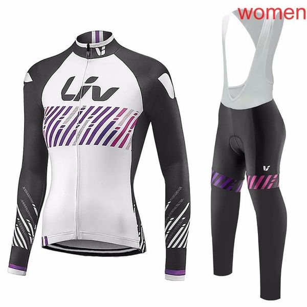 Setler Liv Team Bisiklet Uzun Kollu Jersey (BIB) Pantolon Kadınlar Dağ Bisikleti Giysileri Nefes Alabilir Yarış Giysileri Hızlı Kuru Spor Giyim