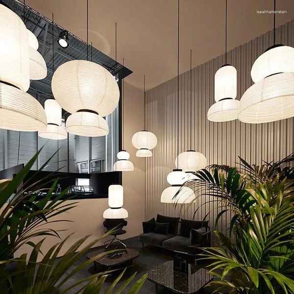 Lâmpadas pendentes Nordic E27 Lâmpada Minimalismo Papel de Arroz Sala de estar Quarto Chinês Concepção Artística Design Retro Restaurante Luz