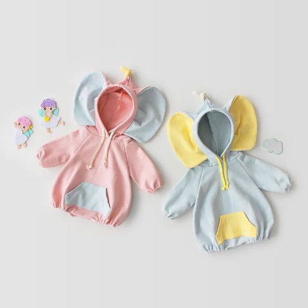 Pagliaccetti Pagliaccetti per neonati Tute a maniche lunghe per neonati e ragazzi INS Abbigliamento per bambini Pagliaccetto per neonati con cappuccio con orecchie di elefante carino