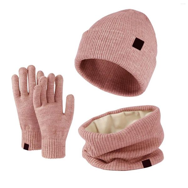 Ball Caps DamenHerren Herbst Winter Warm Niedliche Wollmütze Schal Handschuhe Slouchy Drei Set Damen