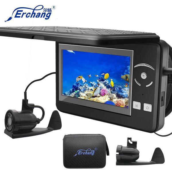 Erchang F431B Unterwasser-Angelkamera mit 4-fachem Digitalzoom, 4,3 Zoll, 4000 mAh, 15 m Infrarot-Winterfischerkamera, Fischfinder 240102