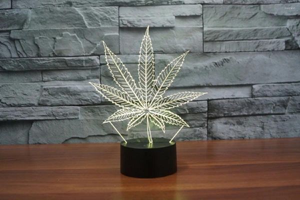 Party Favor Leaf 3d Illusion Led Lamp Night Light 7 Rgb Цветной USB-питание 5-й аккумуляторный отсек Сенсорная кнопка Drop Gift Box Оптовая продажа