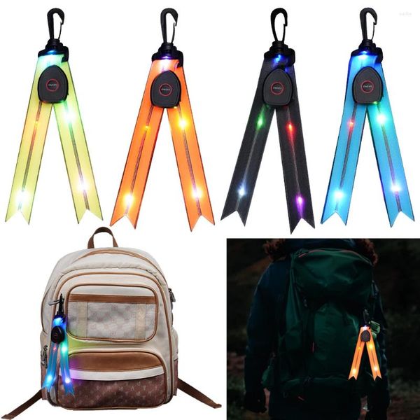 Sacos ao ar livre Refletor de segurança Pingente USB recarregável Light Up Flashing Hangs Waterproof Multifuncional para caminhar correndo ciclismo