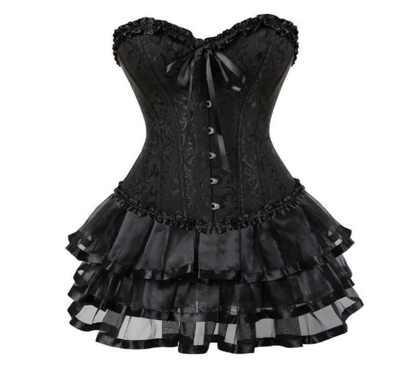 Gonna corsetto per donna Steampunk Halloween Bustier Abito classico push up ricamo Bodyshaper Clubwear Costume di carnevale6093910
