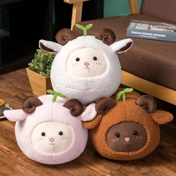 Kawaii Pecora Peluche Animali di Peluche Agnello Morbida Bambola Bianca con Erba Giocattoli per Bambini Regalo per Bambini 240103