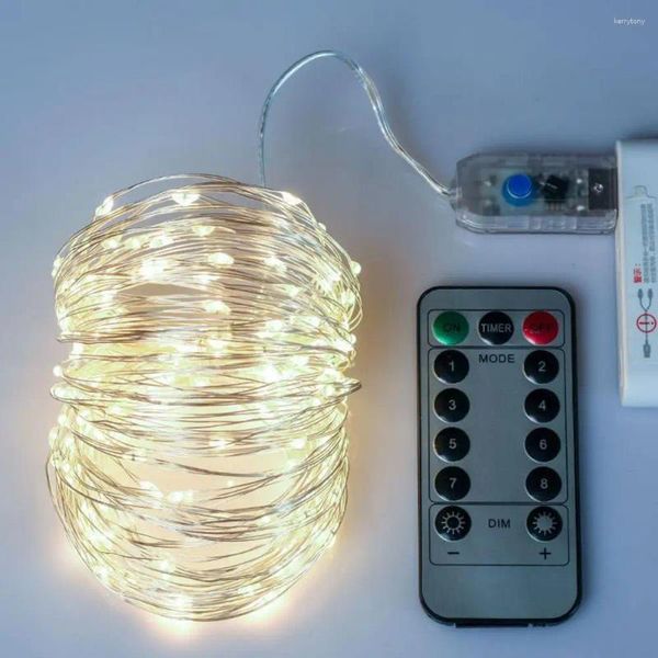 Водонепроницаемый струнный светильник с питанием от USB, гибкая сказочная декоративная лампа с дистанционным управлением для вечеринки