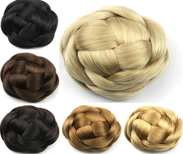 Whole6 cores mulheres trança buns postiços marrom loiro preto cabelo chignon donut rolo bun perucas7307866