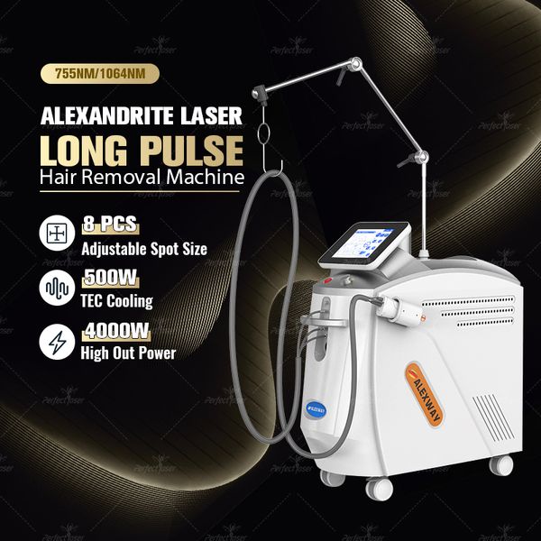 Perfectlaser Alexway máquina de depilação a laser Alexandrite 755nm 1064nm usada para todos os tipos de pele rejuvenescimento da pele