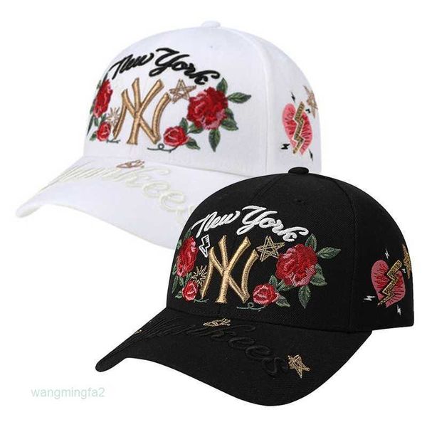 2024 neue Designer Hatmlb Koreanische Version Baseball Kappe Ny Männer der Sommer und Herbst Ente Zunge Kappe La Sonnenschutz Sonne im freien Rose