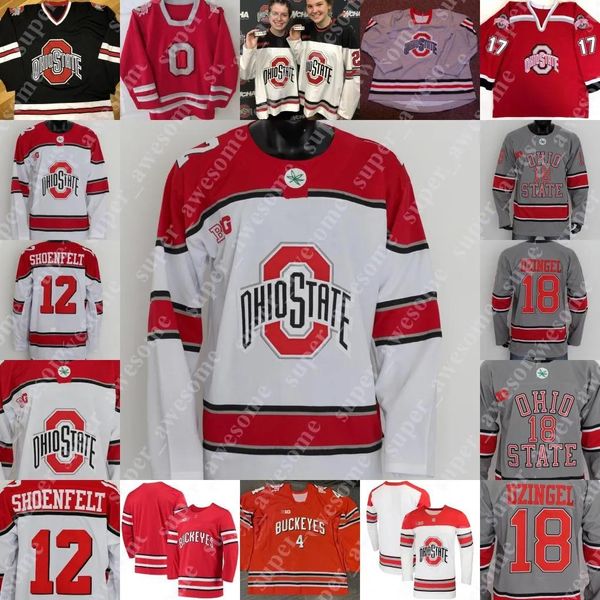 TOPS Custom State Ohio State Buckeyes Jersey de hóquei Jake Wise Stephen Halliday Travis Treloar Kamil Sadlocha Mason Lohrei Patrick GUZZO CAM