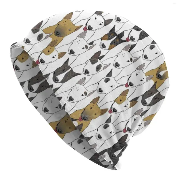 Berets engraçado bull terriers padrão de malha chapéu quente gorro ao ar livre bonés terrier sem costura multicolorido inglês amigo doce bully