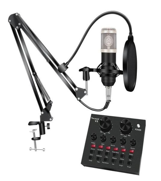 Kit microfono da studio Bm 800 con filtro pop V8 scheda audio condensatore microfono bundle registrazione Ktv karaoke smartphone Mic8609655