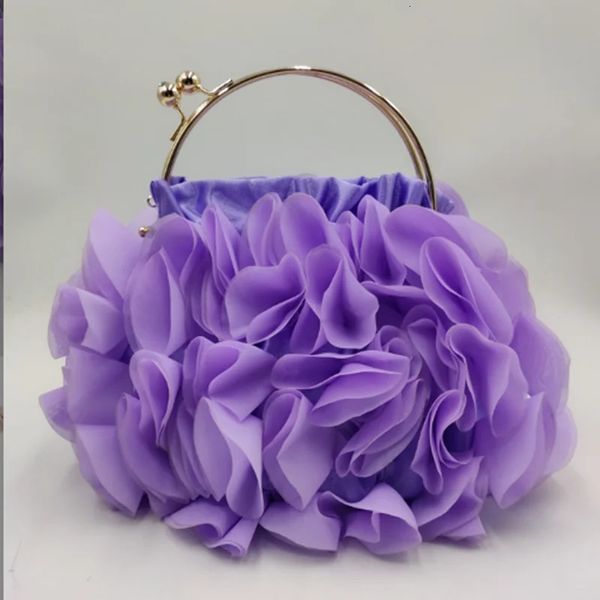 XIYUAN ViolaRossoNero Pochette da sera di lusso in raso floreale Borse da sposa e borsette da donna Designer Spalla da donna 240102