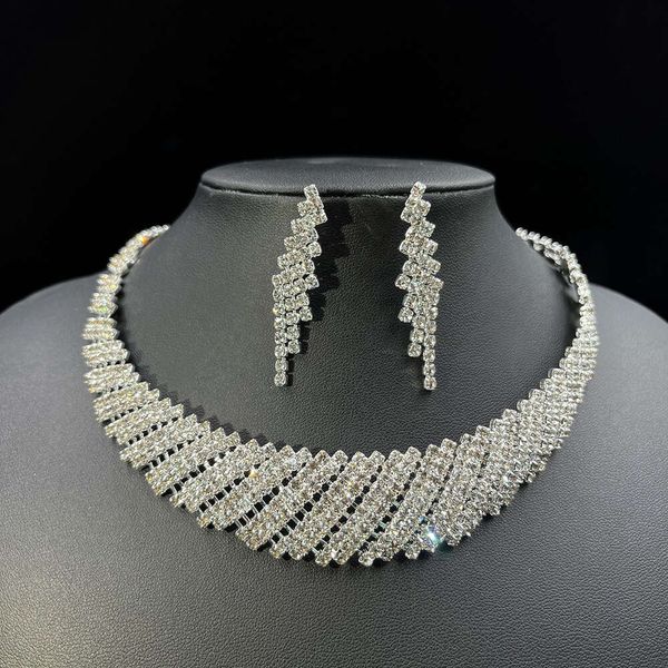 DAIHE set-3395 комплект ожерелья для невесты в нигерийском стиле, медная цепочка с когтями, полный бриллиантовый светильник, роскошный геометрический воротник, комплект из двух предметов