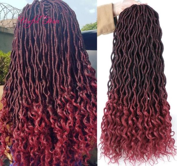 18 Zoll Crochet Goddess Locs synthetische Haarverlängerungen Faux Locs Curly Crochet Braids Ombre Kanekalon Flechthaar Bohemian Locks 6833842