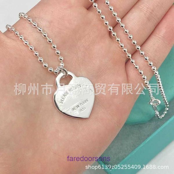 Collana con ciondolo Cravatta Casa Collare Catena Gioielli firmati Tifannissm Nuova famiglia T Argento sterling 925 Contro edizione Perlina rotonda Luce da donna con scatola originale