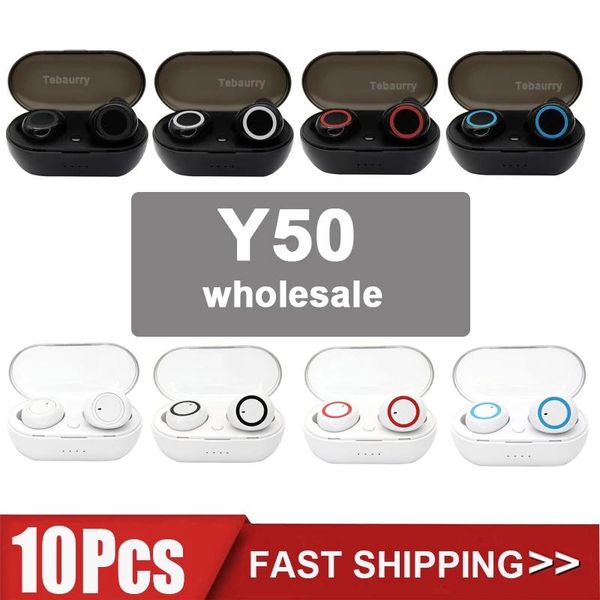 Kopfhörer 10 Stücke Y50 Großhandel TWS Drahtlose Kopfhörer Bluetooth Kopfhörer 5,0 Stereo Headset Ohrhörer mit Mikrofon für Iphone Xiaomi
