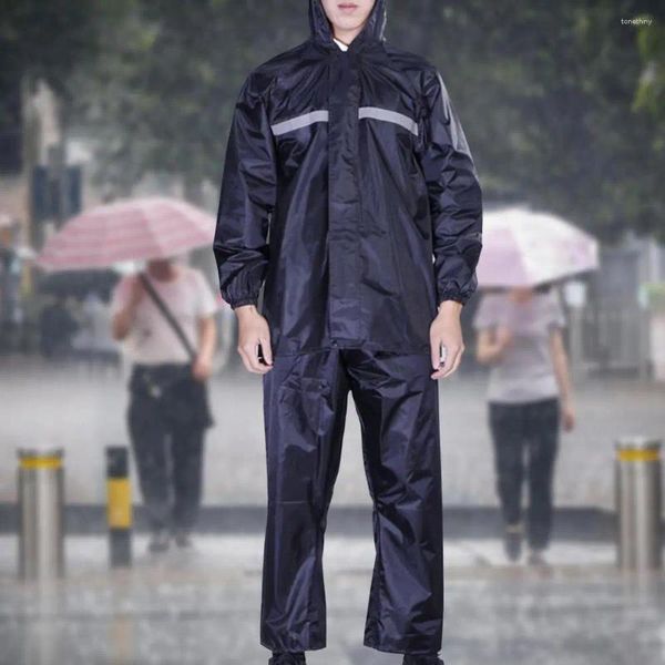 Fatos masculinos dupla camada jaqueta de chuva calças faixa reflexiva terno de chuva cintura elástica divisão secagem rápida conjunto trabalho