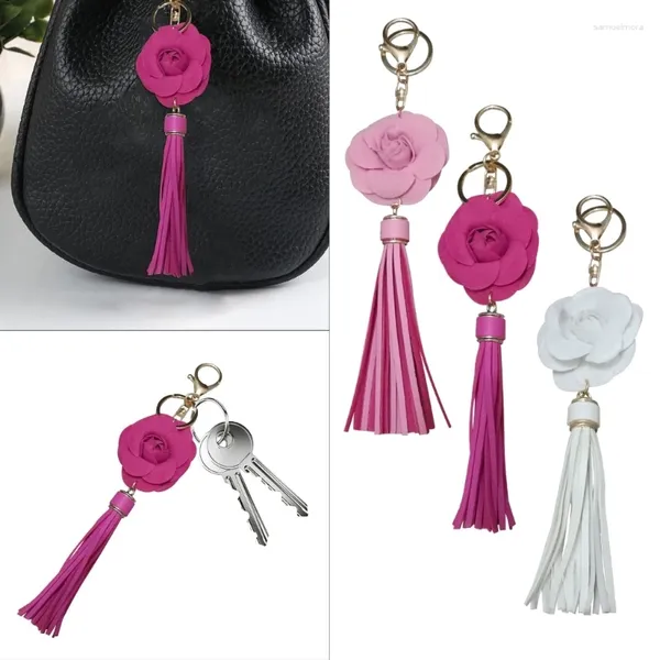 Schlüsselanhänger, süße handgefertigte Kamelien-Tuch und Legierungsmaterial, süße Schlüsselringe, Direktversand
