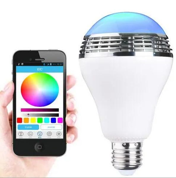 Beleuchtung 2017 neue Neuheit LED-RGB-Glühbirne, kabelloses Bluetooth-LED-E27-Lautsprecher für iPhone, Samsung, Smartphone, steuerbar, variable LED-Li