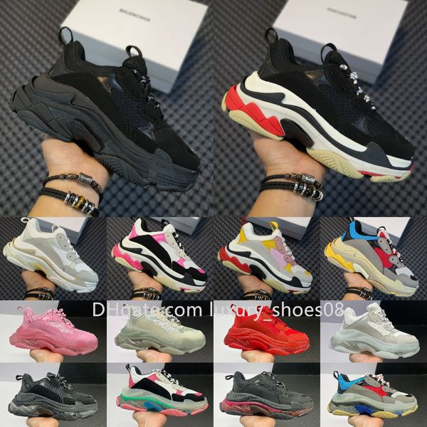 Designer-Schuhe Triple S für Herren und Damen, Freizeitschuhe, luxuriös, Schwarz, Weiß, Beige, Blaugrün, Blau, gezüchtet, Rot, Rosa, Herren-Sneaker, transparente Sohle, Plateau-Sneaker