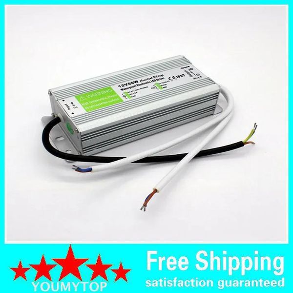 Transformadores 60W à prova d'água para exterior LED fonte de alimentação driver 90267V AC para 12V 24V DC Transformador IP67 para módulo LED e tira