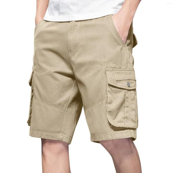 Erkek pantolon katı dikiş şort erkek moda genel yıkanmış gevşek ince düğme çok cep yaz spor jogger insan için