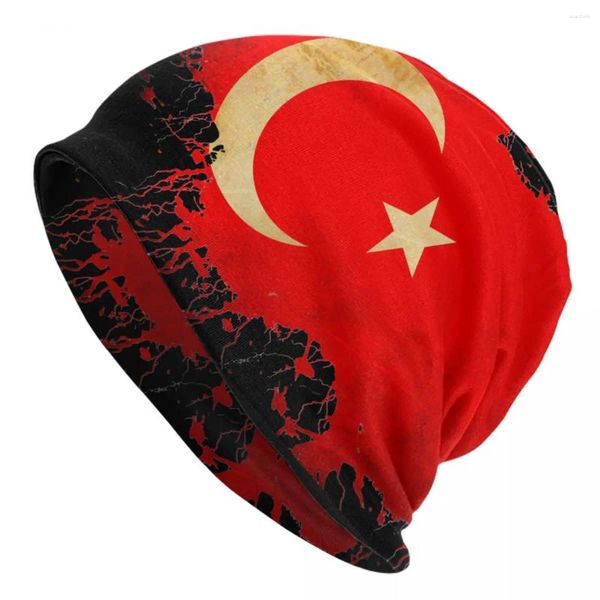 Berets Turquia Bandeira Red Moon Star Bonnet Chapéus Chapéu de Malha Goth Outdoor Skullies Gorros Unissex Primavera Dual-Use Caps