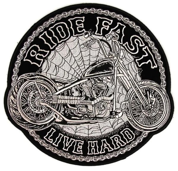 Tools Ride Fast Live Hard мотоциклетная паутина, большая нашивка на спине, мотоциклетный байкерский клуб, MC, передняя куртка, жилет, нашивка, детальная вышивка