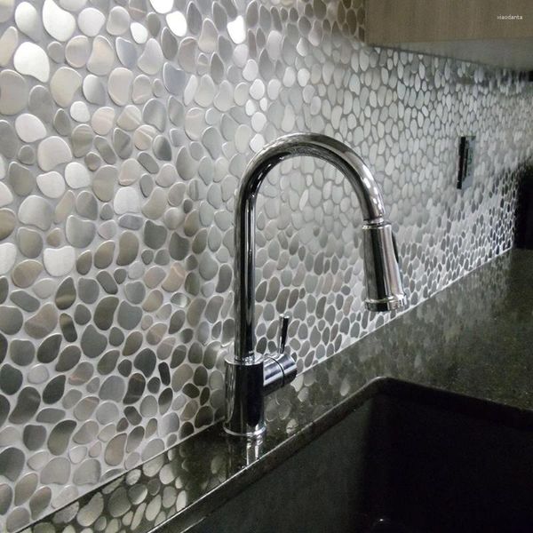 Sfondi Piastrelle a mosaico in metallo spazzolato argento nero oro irregolare per cucina Blackspalsh Bagno Interno Parete esterna Dec