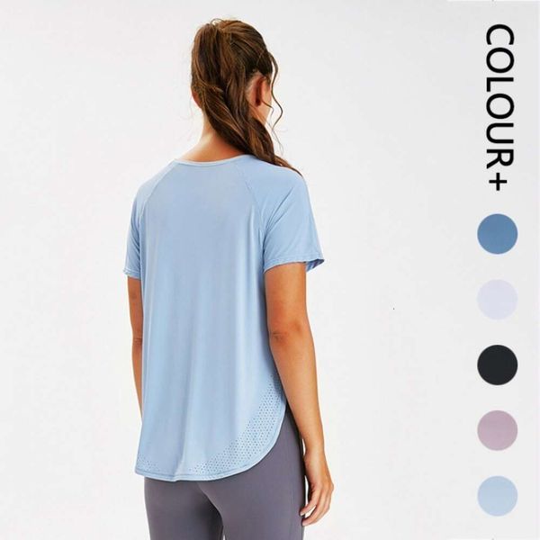 Свободная женская футболка для фитнеса с короткими рукавами, lululemenly, ало, йога, lululy, лимон, коврик для йоги, быстросохнущая дышащая повседневная футболка для бега