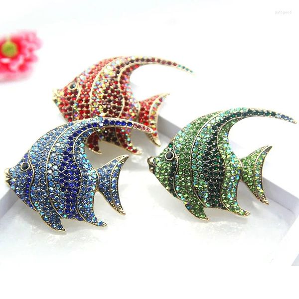 Spille da donna Spilla con fibbia a forma di pesce piatto in metallo Scintillante con strass Spille per animali casual da ufficio Regali per la festa della mamma