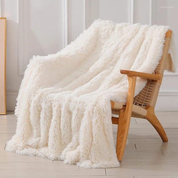 Cobertores Ins Moderno Outono e Inverno Quente Cobertor de Pele Longa com Dupla Camada Carro Joelho Sofá Nap