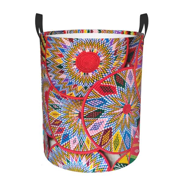 Habesha Art Laundry Hamper Ethiopian Crassetta grande magazzino per bambini Organizzatore di giocattoli per bambini 240103