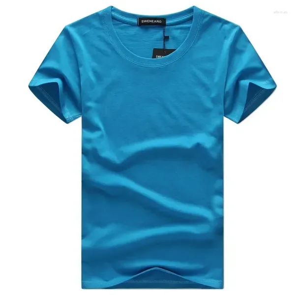 Erkekler A3370 Günlük Stil Düz Düz Renk Tişörtleri Pamuk Lacivert Düzenli Fit Yaz Üstleri Tee Fil