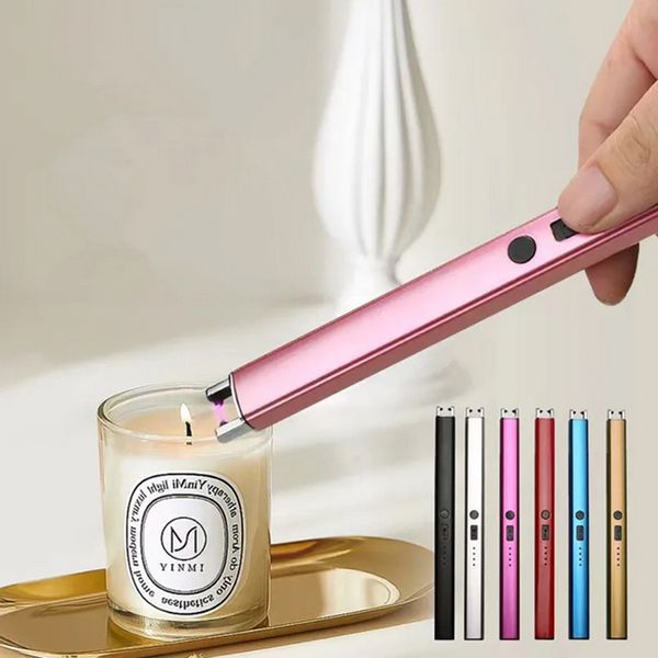 Colorful Electric Arc BBQ Lighter USB Windproof Flameless Plasma Ignition Long Kitchen Lighters For Candle