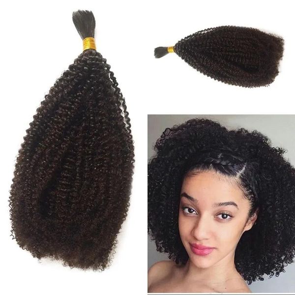 Bulks afro kinky encaracolado cabelo humano em massa para mulheres negras indiano humano trança cabelo em massa 1 peça fdshine