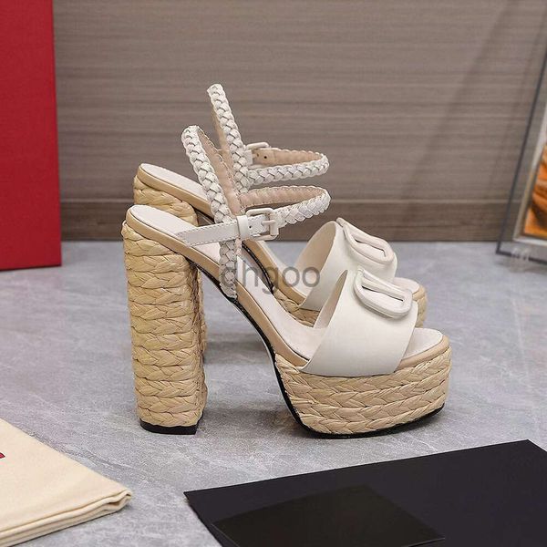 Sandali con tacco grosso Scarpe con plateau e tacco altissime Scarpe da sera da donna con tacco alto Designer di lusso Calzature avvolgenti per calzaturificio