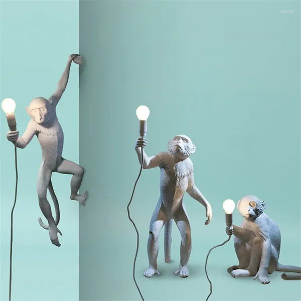 Pendelleuchten Nordic White Monkey Lights Schlafzimmer Nachttisch Modernes Restaurant Harz Hängende Dekolampe Kinderzimmer Leuchte