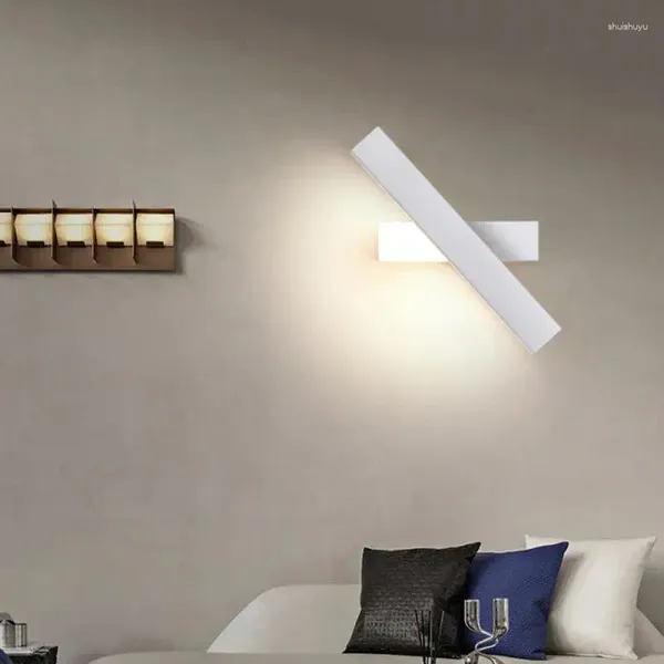 Lâmpada de parede moderna minimalista led luz preto branco decoração interior lâmpadas sala estar rotatable interior para cama