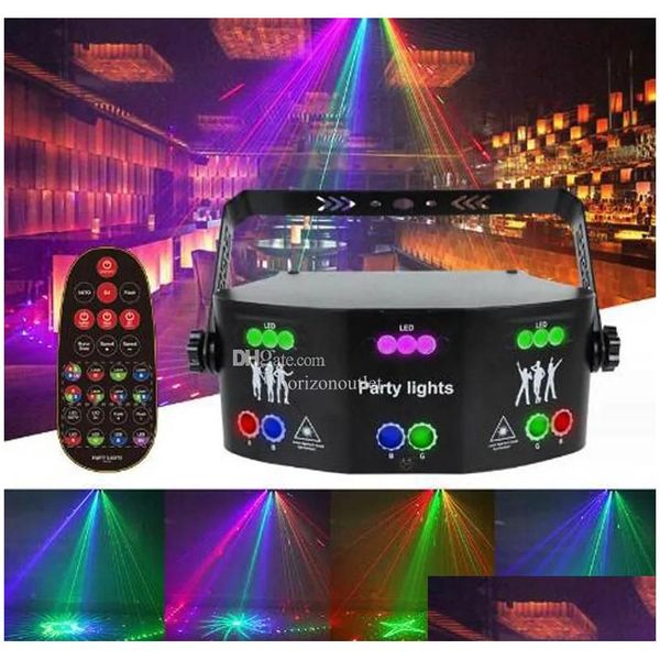 Decorazione del partito 15 occhi Illuminazione laser Rgb Dmx512 Luci stroboscopiche da palcoscenico Suono attivato Dj Led per feste in discoteca Bar Compleanno Matrimonio Dh6Np