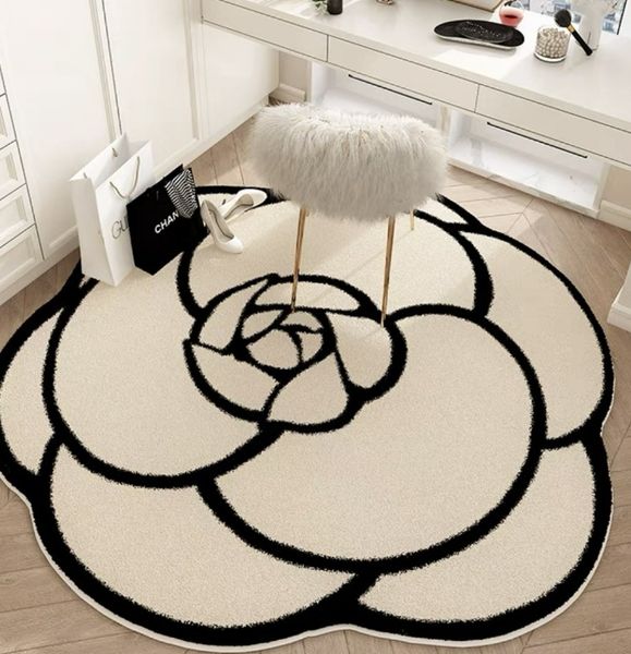 Ковер специальной формы Camellia, светлый роскошный роскошный коврик для спальни, гардеробной, коврик для ног, гардеробной, кабинета, вращающегося коврика для стула