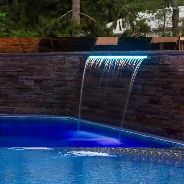 Decorações de jardim piscina externa borda de água LED cachoeira fonte acrílica