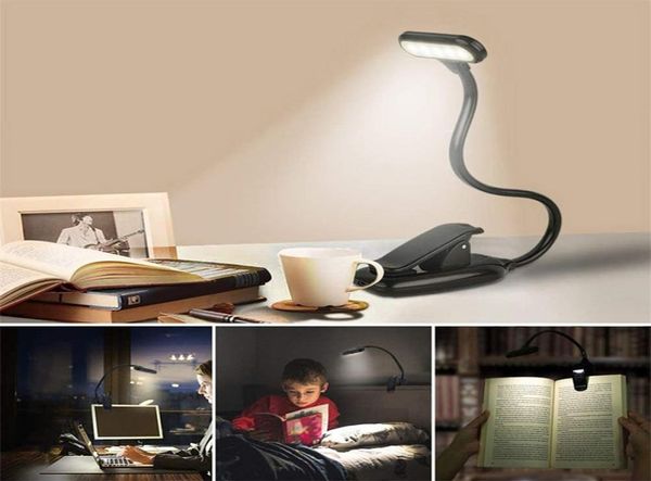 Перезаряжаемая светодиодная USB-лампа для книг, лампа для чтения, гибкая лампа для книг, диммер, зажим, настольная лампа, портативная лампа с зажимом1031489