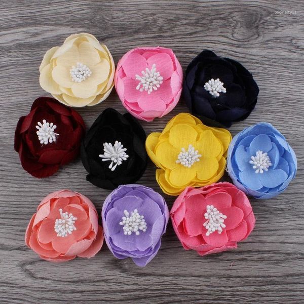 Acessórios para o cabelo 120 pçs/lote 5cm 10 cores nascido flor de feltro artificial para meninas vestuário/cabelo artesanal tecido flores headbands