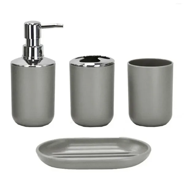 Badzubehör-Set, 4-teilig, für Badezimmer, Zahnbürstenhalter, Seifenschale, Becher, Mundwasser, Tasse, Pressflasche, Heimwaschmittel, Zubehör