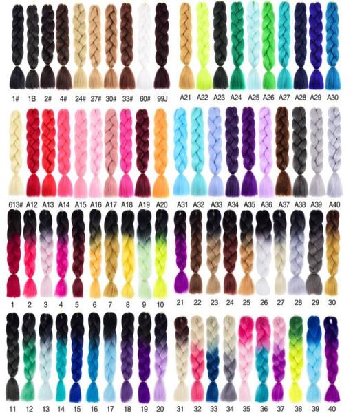 24 Şeridi Jumbo Örgüler Sentetik Örgü Saç Uzantıları Tek Renk 100GPack Kutu Örgü Saç Günlük Aşınma BULK78554377