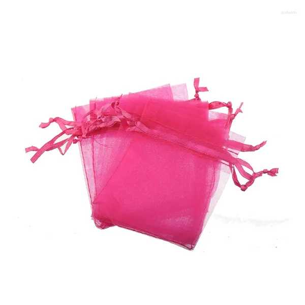 Bolsas de jóias 30 pcs saco de jóias presente mostrar clássico 7/9cm rosa corda vermelha lucency retângulo casamento presente embrulho display pacote fino