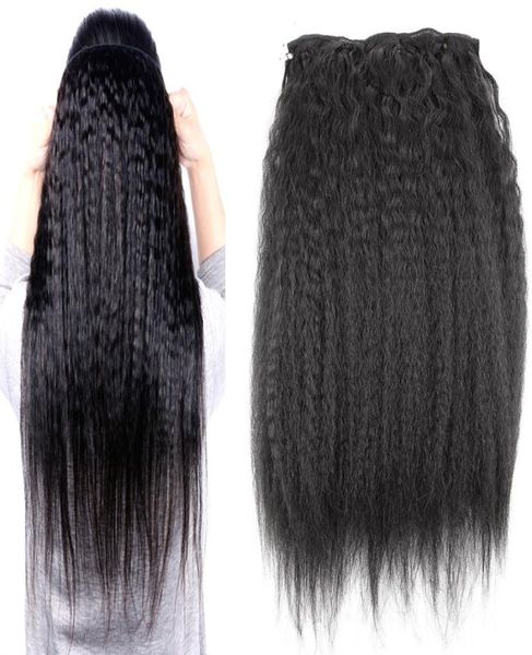 Grampo barato em extensões de cabelo humano natural preto yaki clipe em extensões 10 pçs kinky clipe reto em extensões 120g4864796