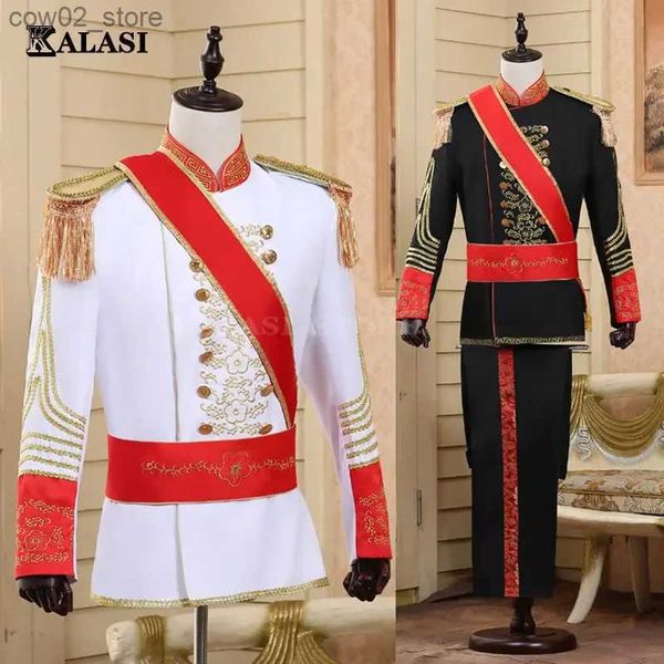 Erkekler Suits Blazers Erkekler Askeri Üniforma Prens Prens Suit Mareşal Asker Guard Elbise Sahne Parti Düğün Performansı Cosplay Q230103